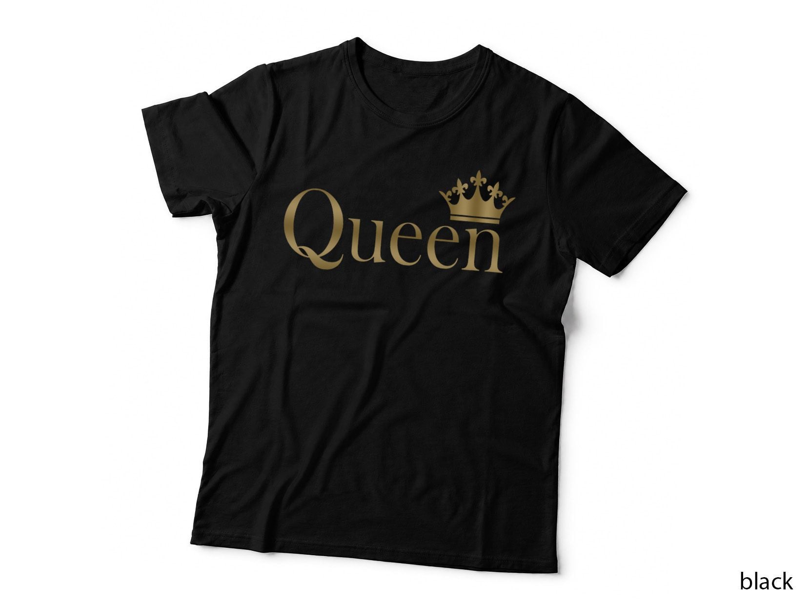QUEEN Golden Crown Birthday Gold Matching Couple Gift T-Shirt