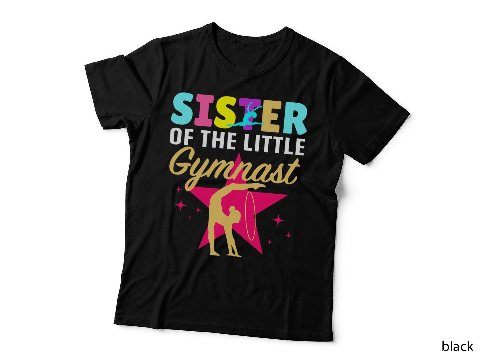 Sister Little Gymnast Girl Birthday Gymnastics Themed Party T-Shirt