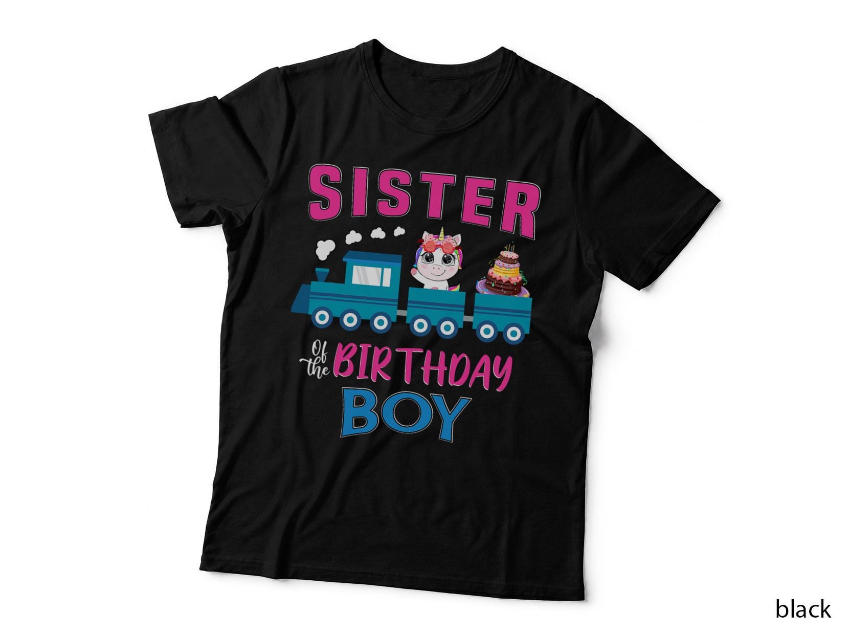 Sister of the Birthday Boy Unicorn Train Lover Railroad T-Shirt
