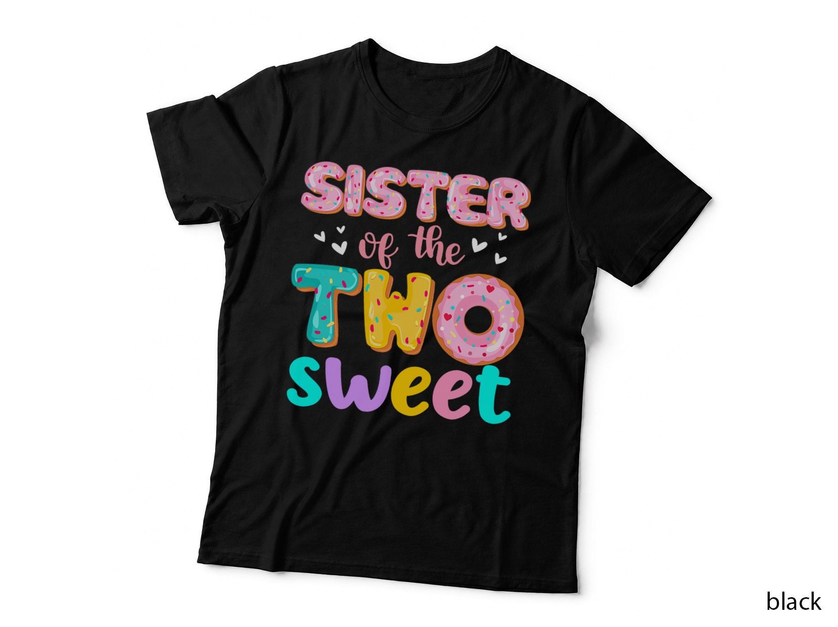 Sister of the Two Sweet Donut Birthday Family Theme Girl T-Shirt