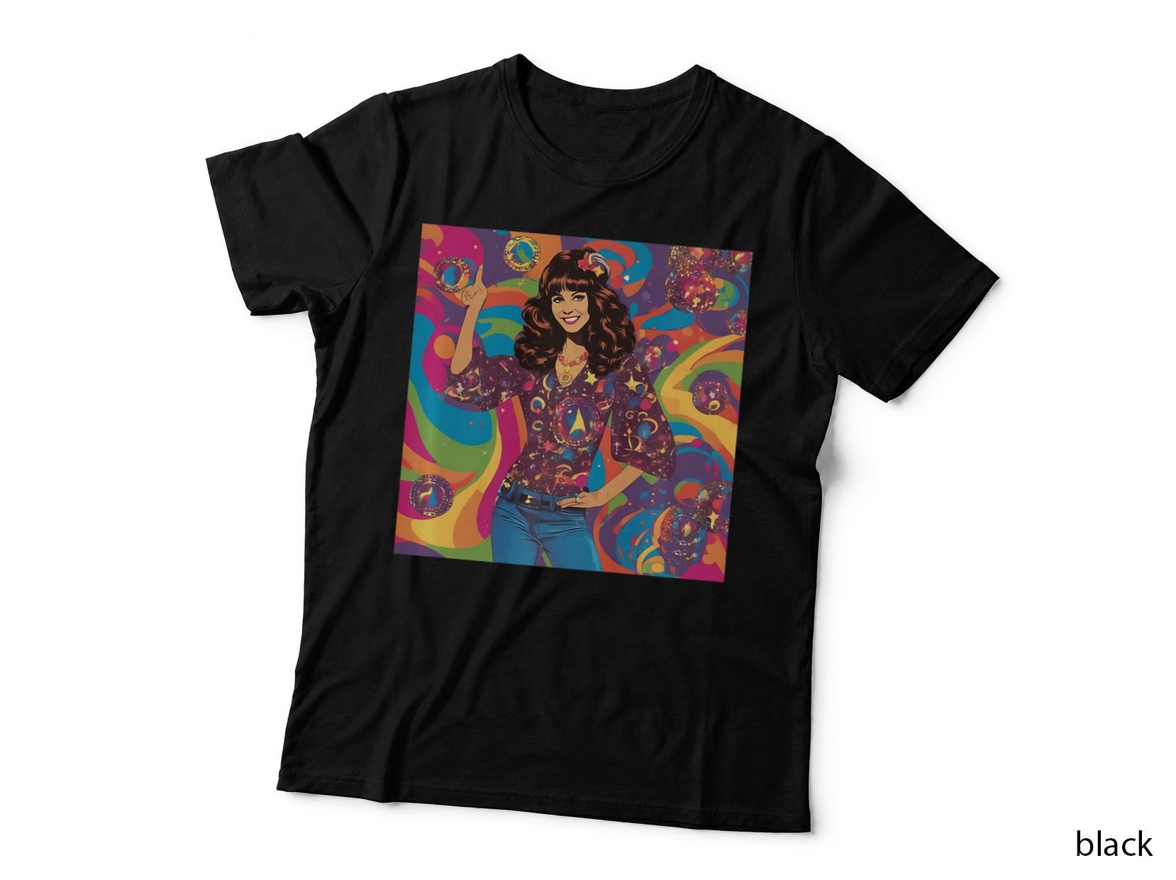 Teen Girl Disco Birthday Girl Graphic Fun 1970's Party Art, Birthday T-Shirt