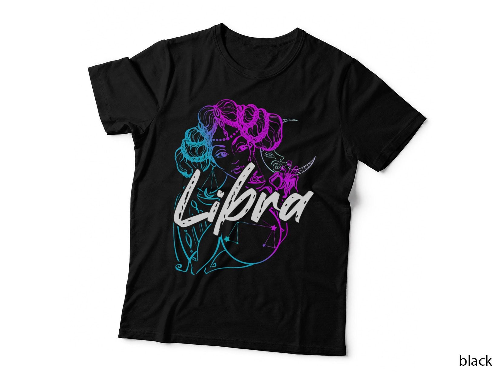 Zodiac Sign Libra Girl T-Shirt, Astrology Art, October September Birthday
