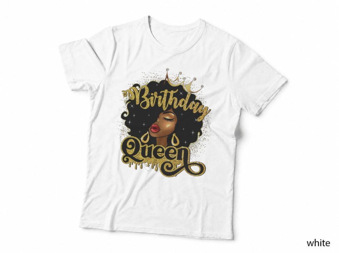 African American Black Women Afro Hair Birthday Queen T-Shirt