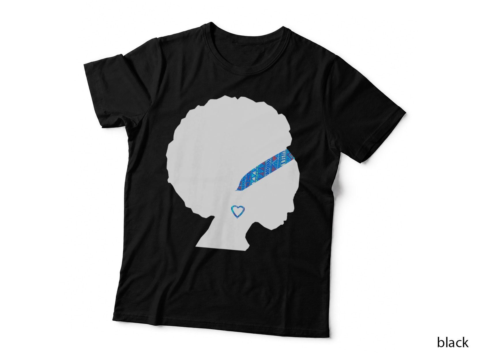 African American Woman Kente Cloth Headband Natural Hair T-Shirt