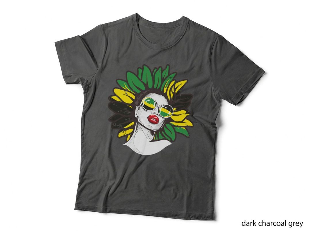 Afro Hair Jamaican Flag Shirt Women Black Melanin Jamaica T-Shirt