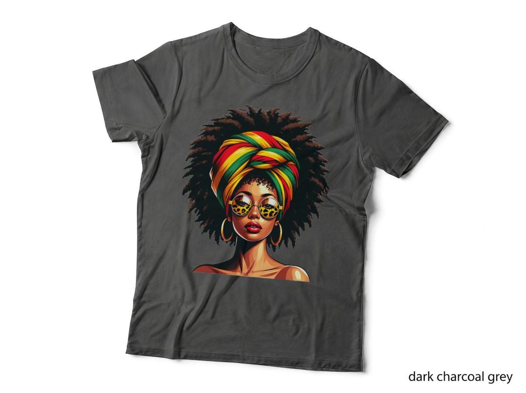 Afro Woman African Melanin Headscarf Nubian Black History T-Shirt