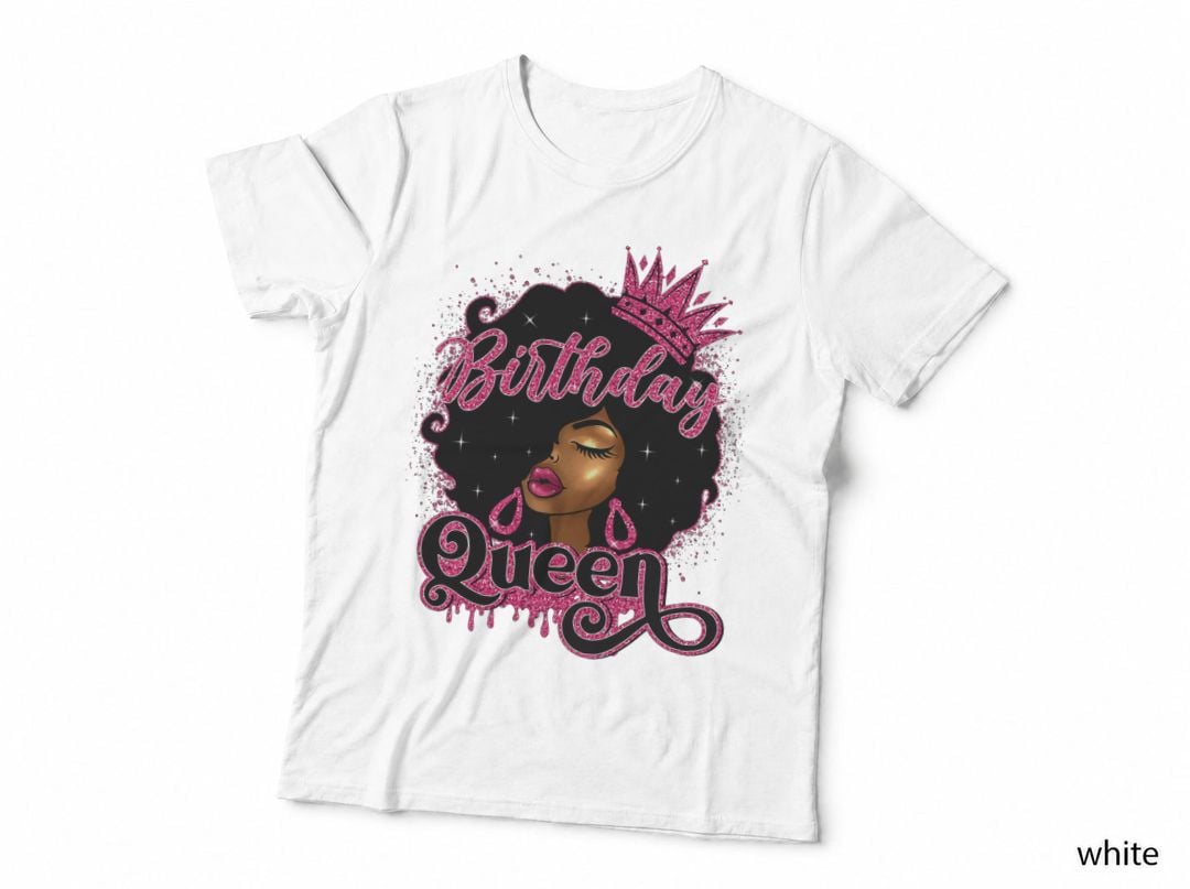Birthday Queen Afro Girl African American Black Women T-Shirt