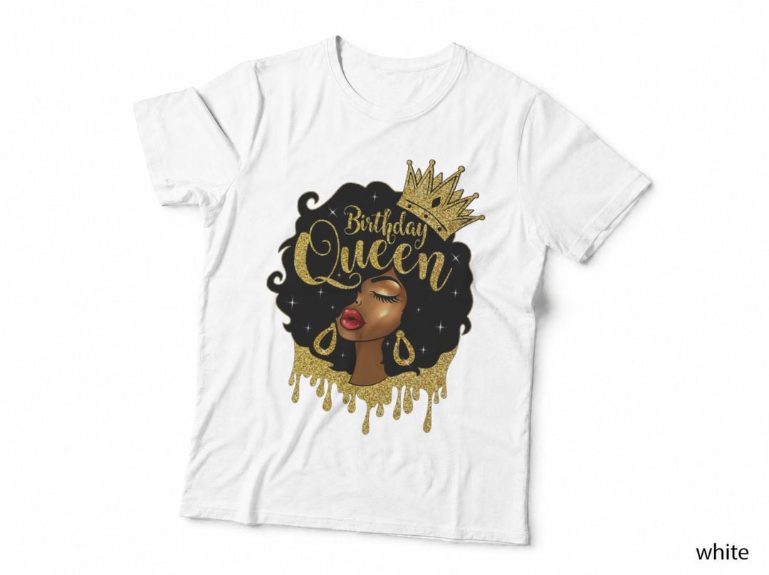 Birthday Queen Afro Hair African American Black Women T-Shirt