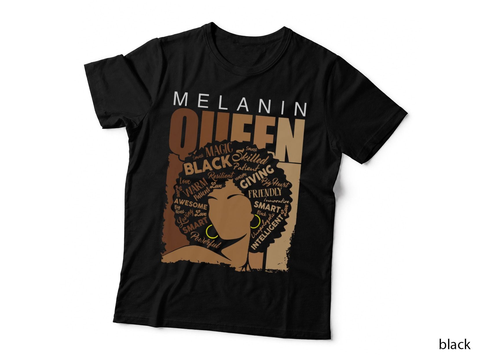 Black History T Shirts for Women Melanin Queen African Hair T-Shirt