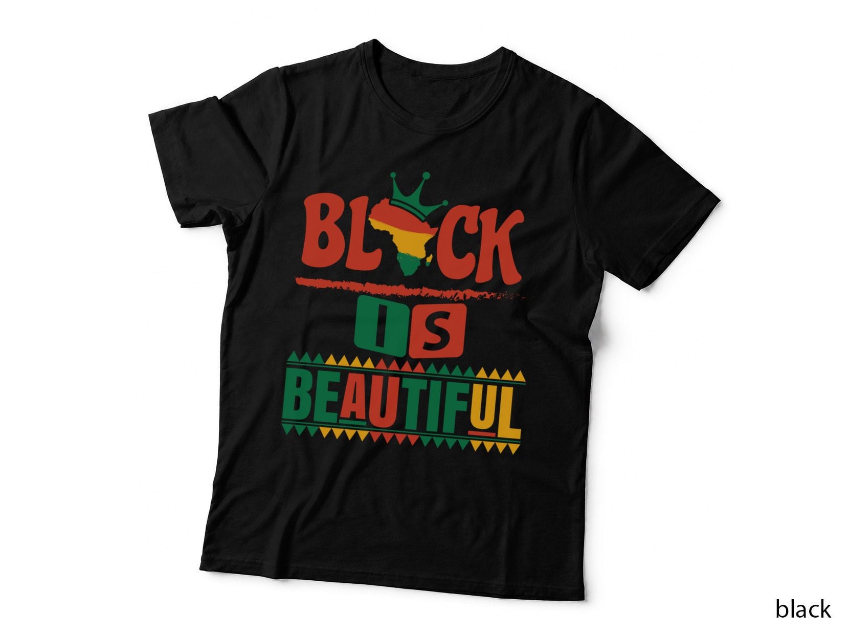Black Is Beautiful Black History Month T-Shirt, Crowned Silhouette with African