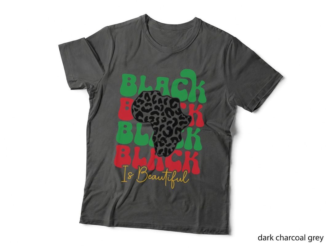 Black Is Beautiful Black History Month T-Shirt, Leopard Print Africa Map