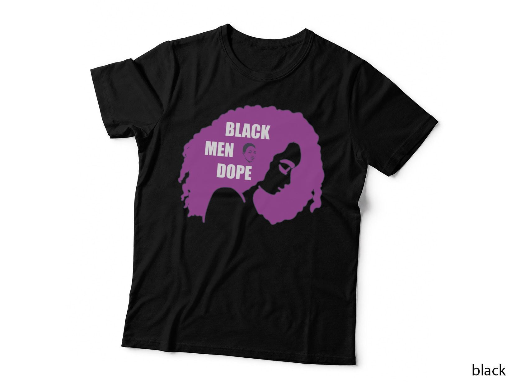 Black Men Dope Black History Month T-Shirt, Purple Afro Silhouette Graphic Tee
