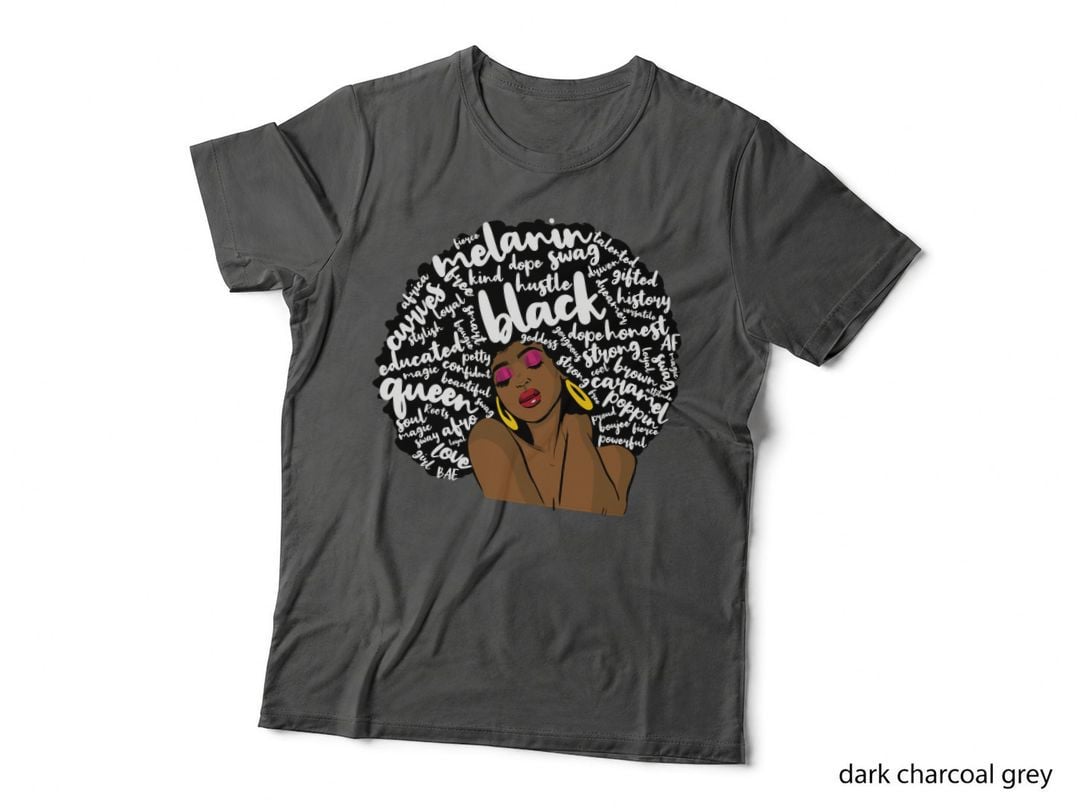 Black Woman Afro Words Melanin Black History October Pullover Hoodie T-Shirt