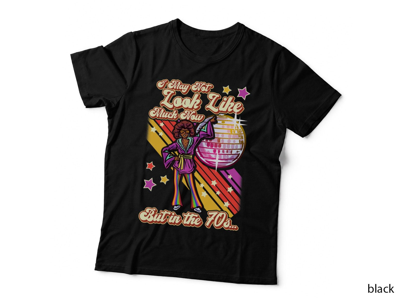 Black Woman Disco 1970s Discotheque Ball African American T-Shirt