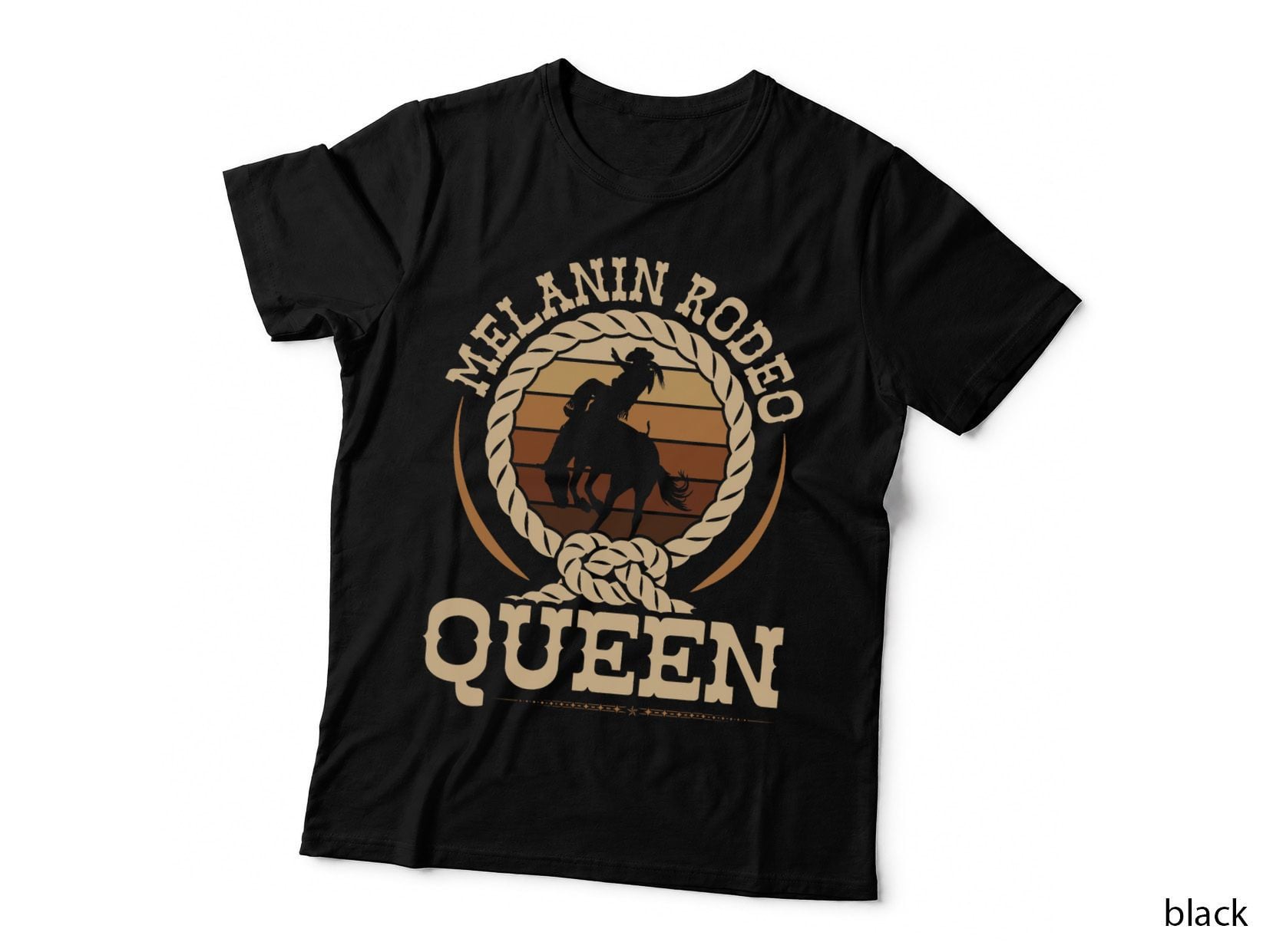 Bronc Riding Melanin Rodeo Queen African American Cowgirl T-Shirt