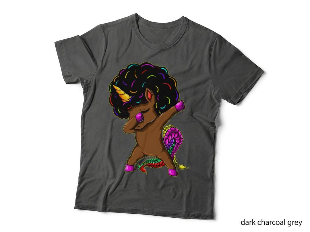 Dabbing Unicorn Afro Natural Hair African American Unicorn T-Shirt