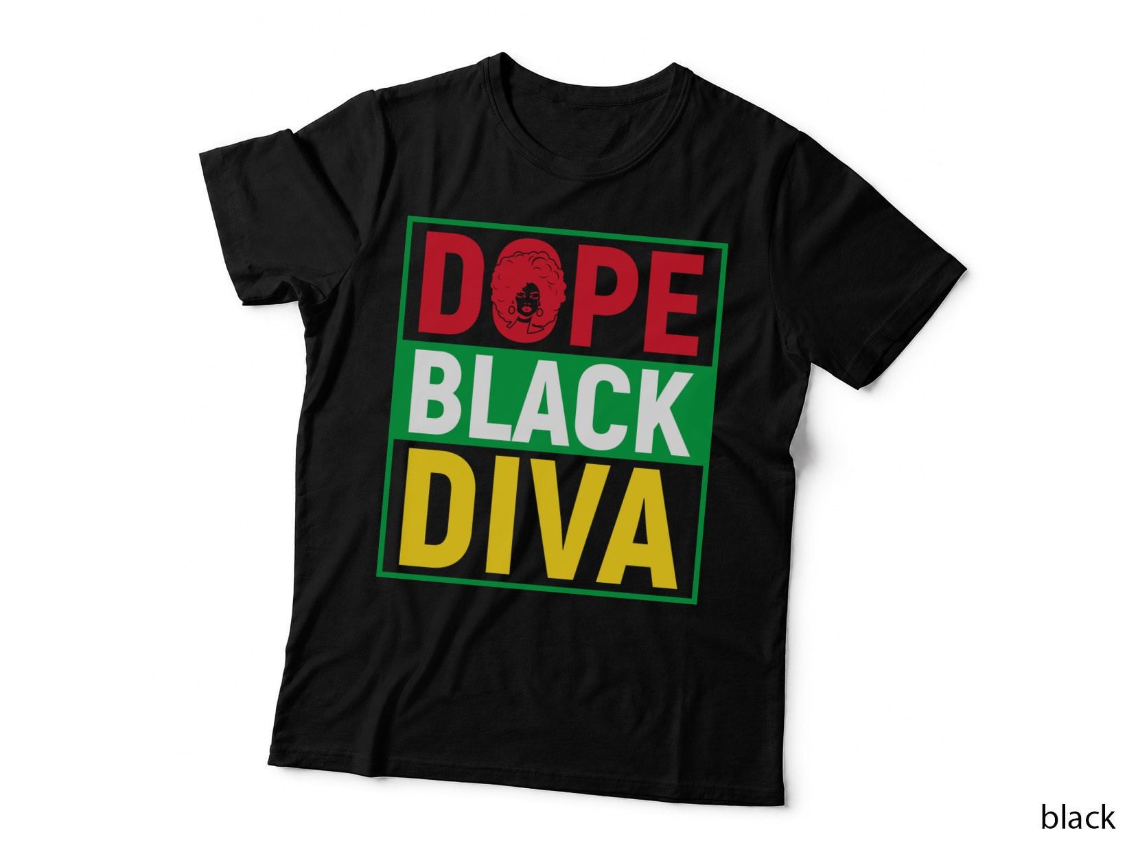 Dope Black Diva Black History Month T-Shirt, Bold Graphic of a Woman's Face