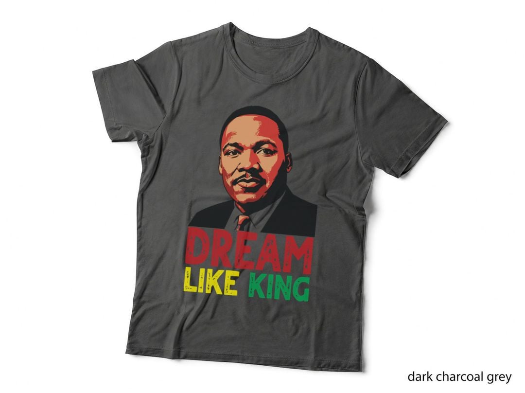Dream Like King Hunting T-Shirt, MLK Portrait in Red Graphic Tee