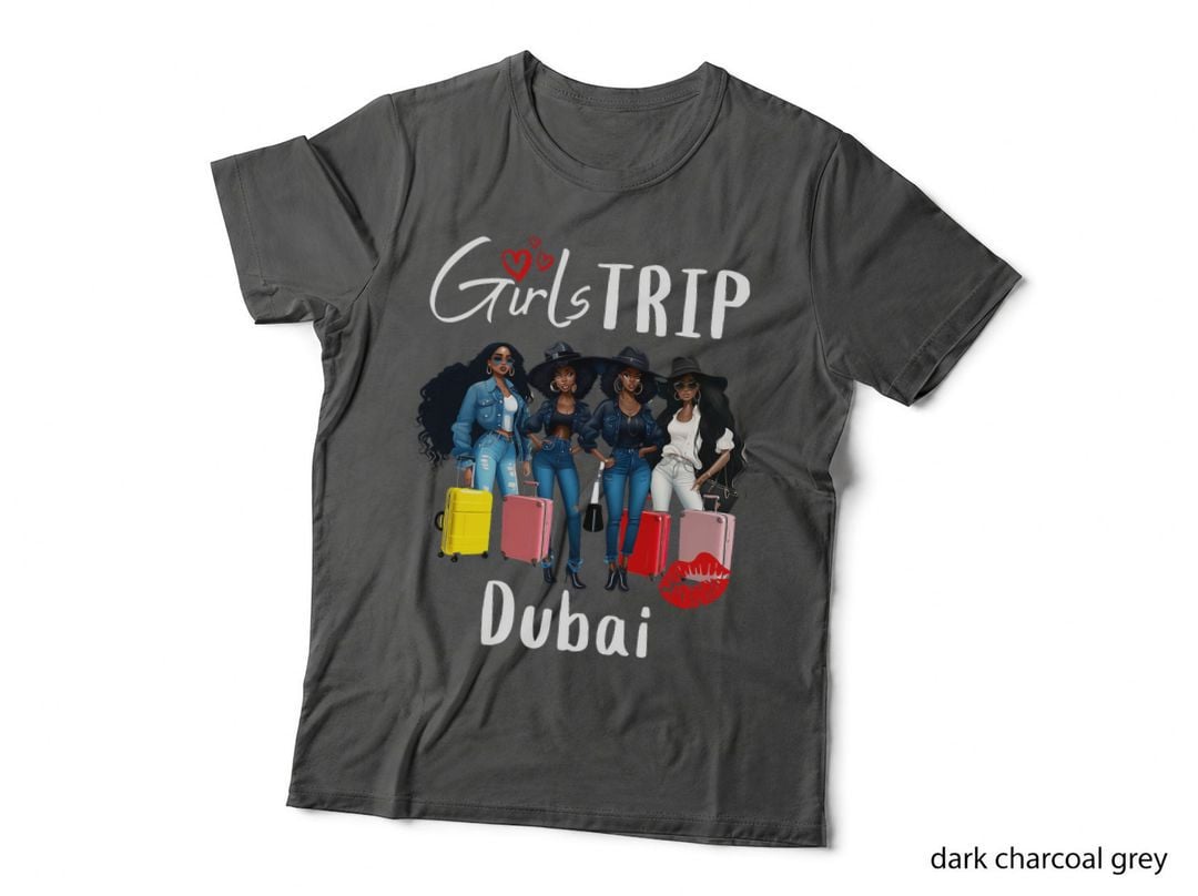 Dubai Melanin Black Women Girls Trip Birthday Crew Vacation T-Shirt