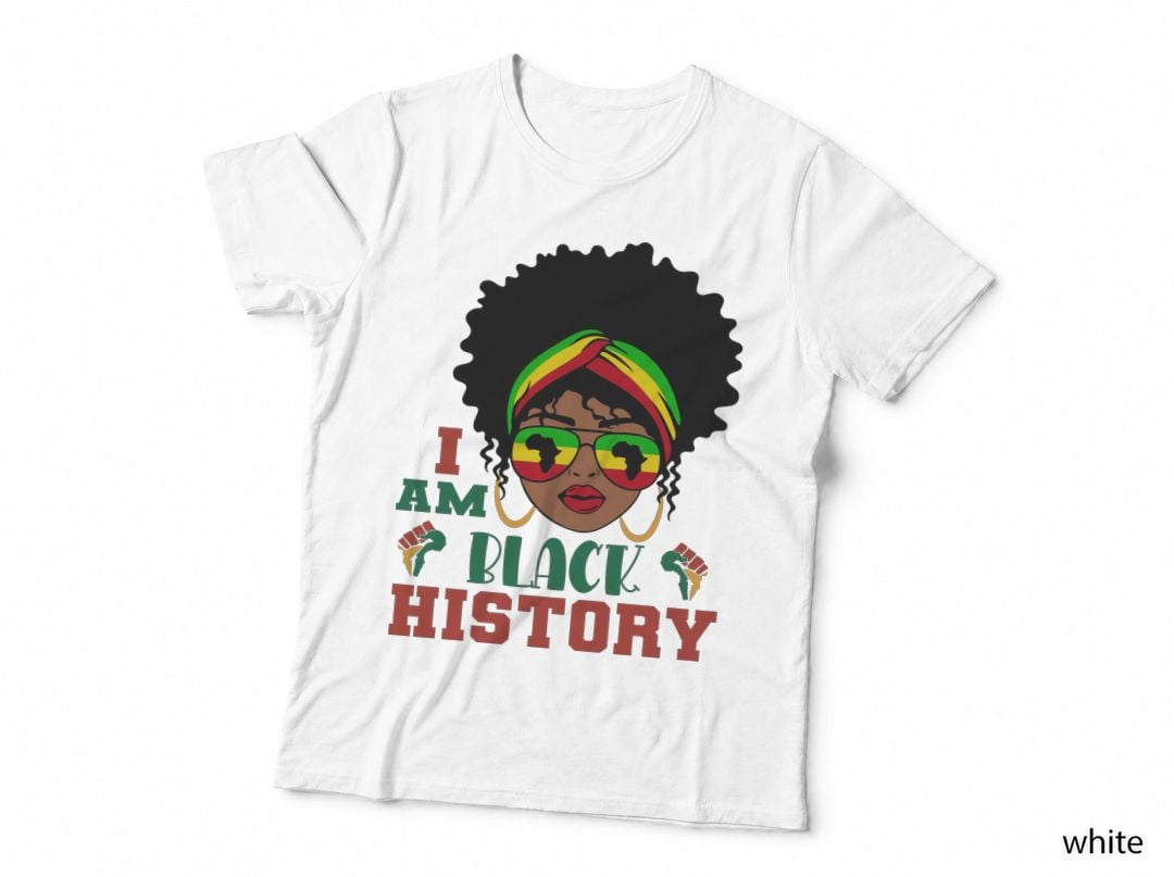 I Am Black History Black History Month T-Shirt, Afro Woman Wearing Sunglasses
