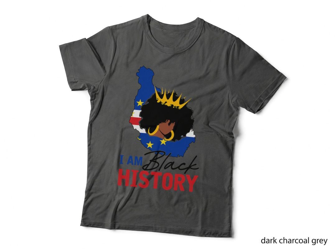 I Am Black History Cape Verde Queen & Cape Verdean Flag BHM T-Shirt