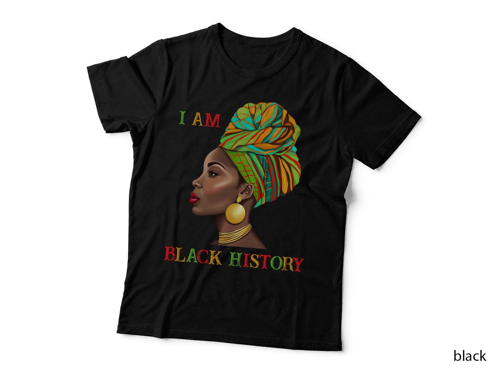 I Am Black History Month African Black Woman Turban T-Shirt