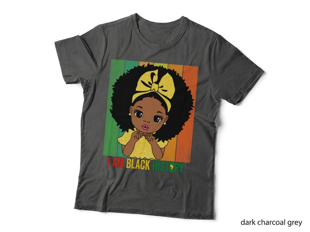 I Am Black History Month Kids Black Melanin Girl Princess T-Shirt