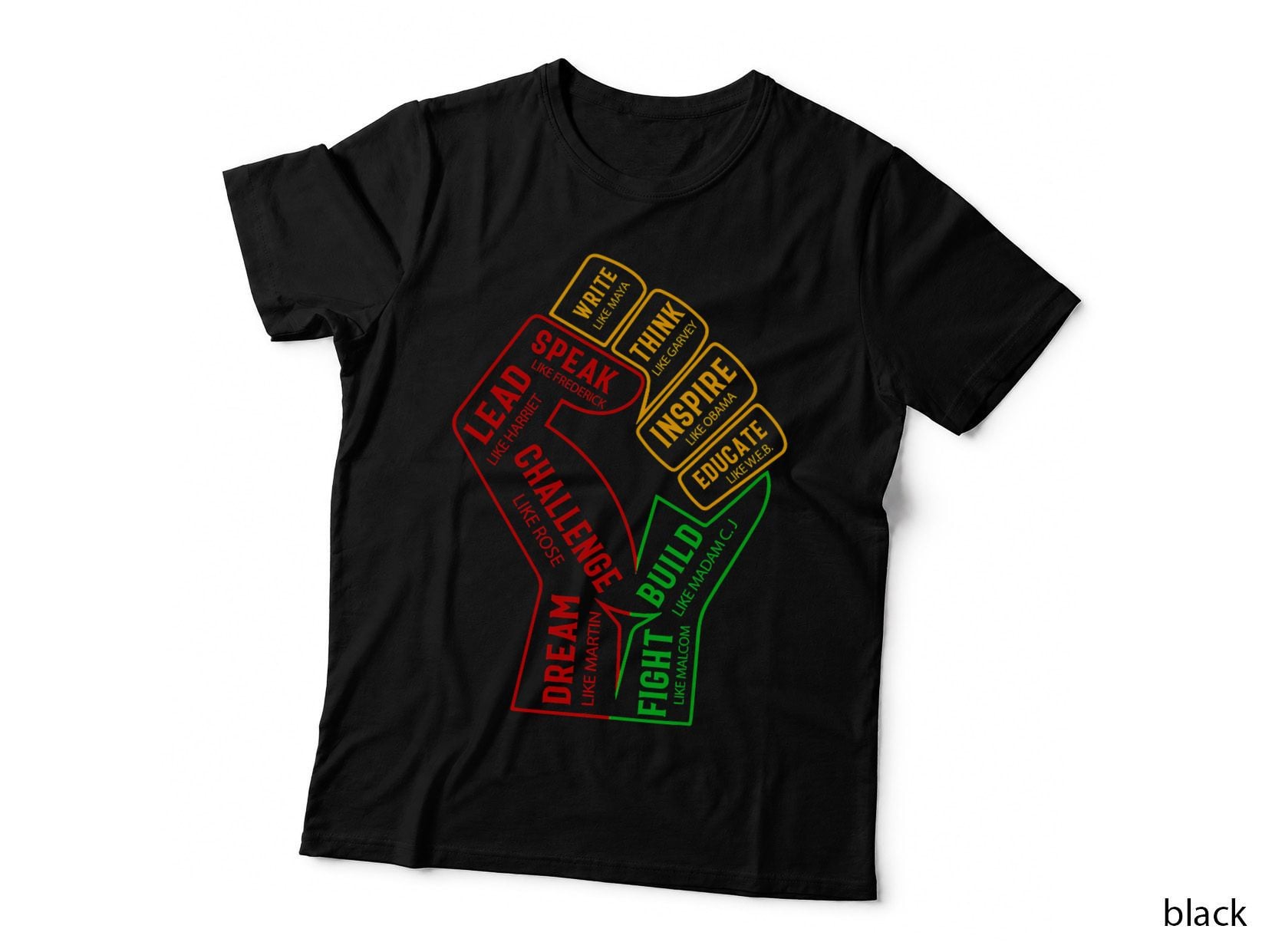 Inspiring Black Leaders Power Fist Melanin Black History T-Shirt