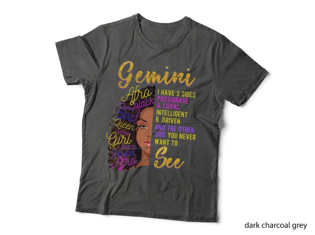 Melanin Afro Women Girls Birthday Gift Kids Zodiac Gemini T-Shirt
