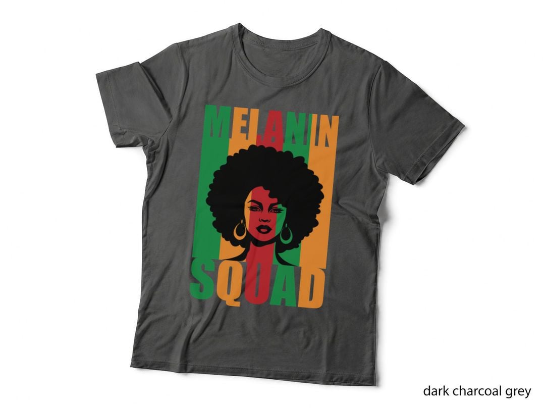 Melanin Squad Black History Month T-Shirt, Black Woman Silhouette with Afro