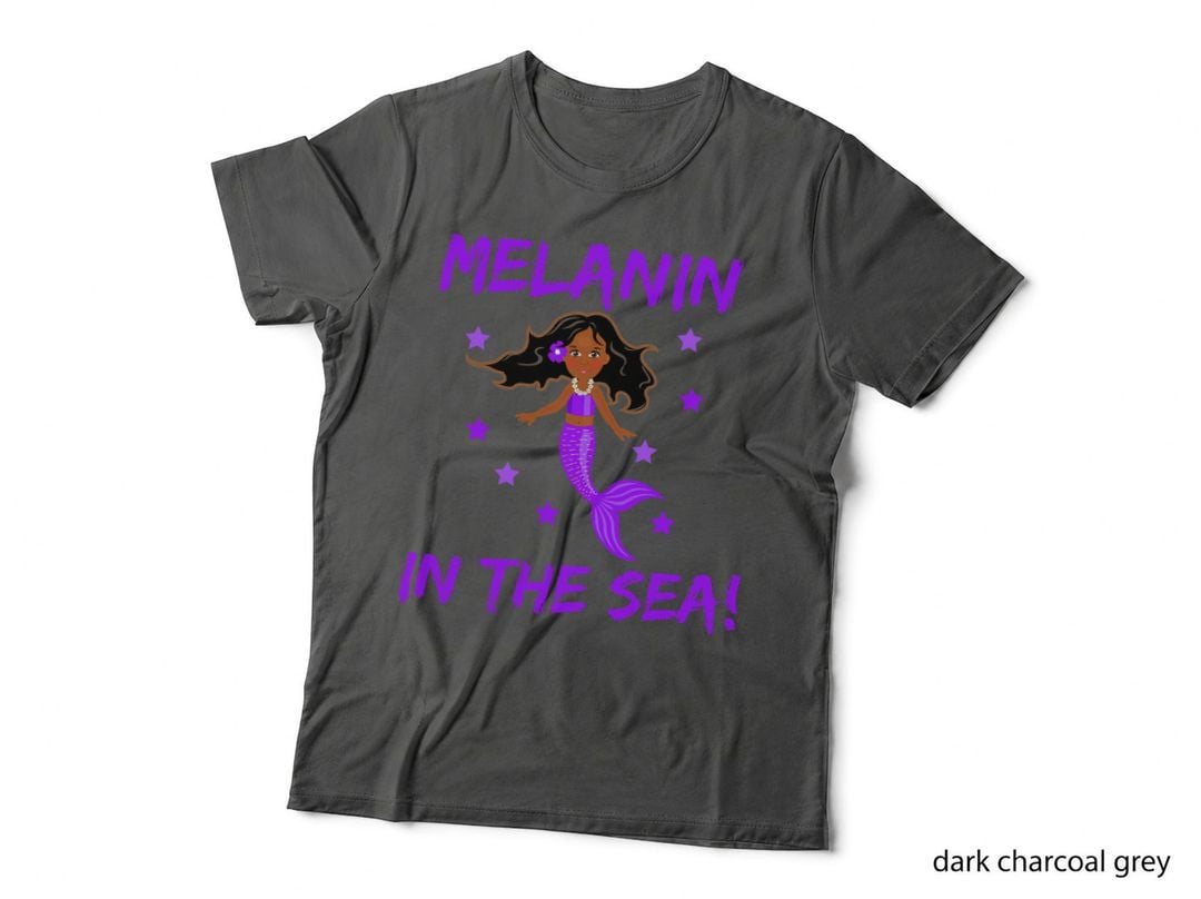 Melanin in the Sea Black Girl Mermaid T-Shirt, Black Girl Magic