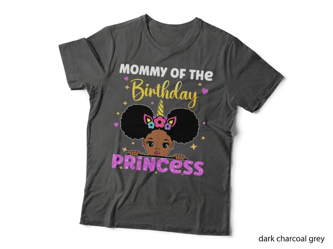 Mommy of the Birthday Princess Melanin Afro Unicorn Cute T-Shirt