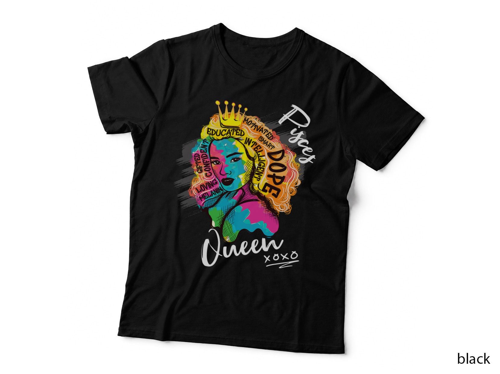 Pisces Queen Zodiac Sign with Dope Melanin Crown Women T-Shirt