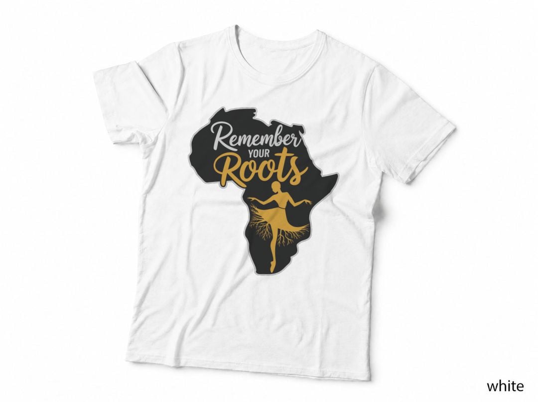 Remember Your Roots Black History Month T-Shirt, African Silhouette with Roots