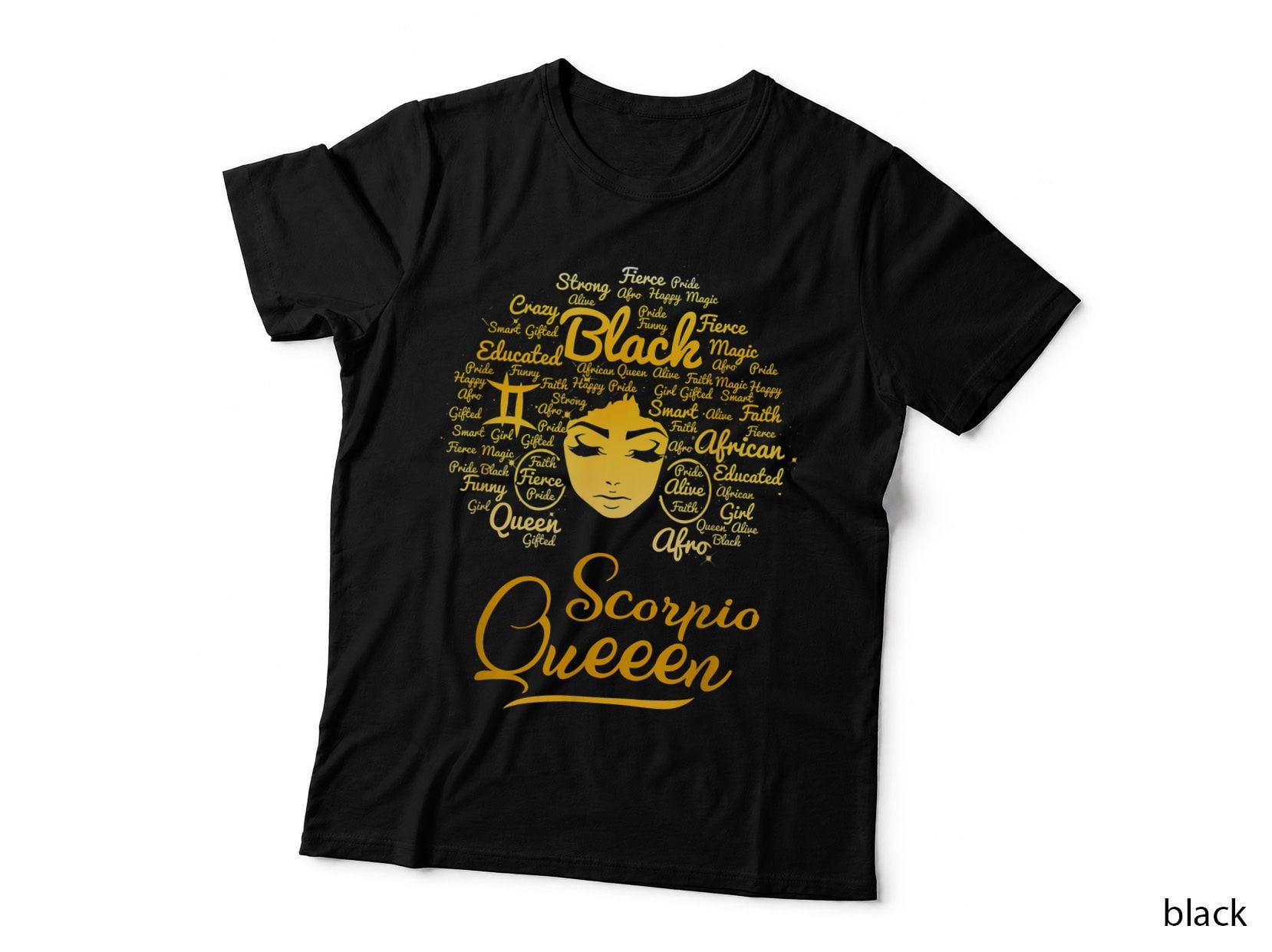 Scorpio Queen Birthday Zodiac Sign Melanin Black T-Shirt