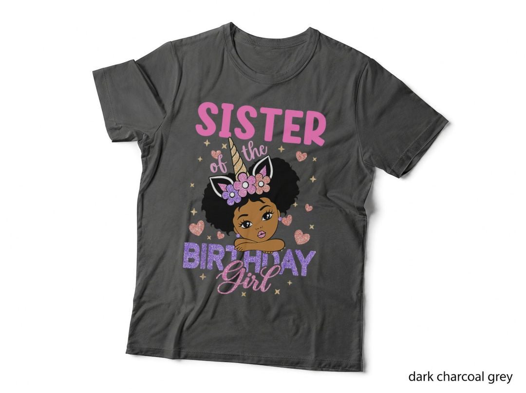 Sister of Birthday Girl Melanin Afro Unicorn 1st Family T-Shirt