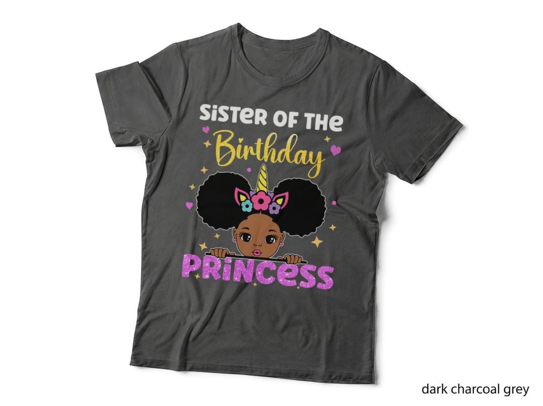 Sister of the Birthday Princess Melanin Afro Unicorn Cute T-Shirt