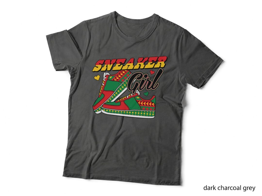 Sneaker Girl Black History Month Design T-Shirt, Colorful Sneakers with Hearts