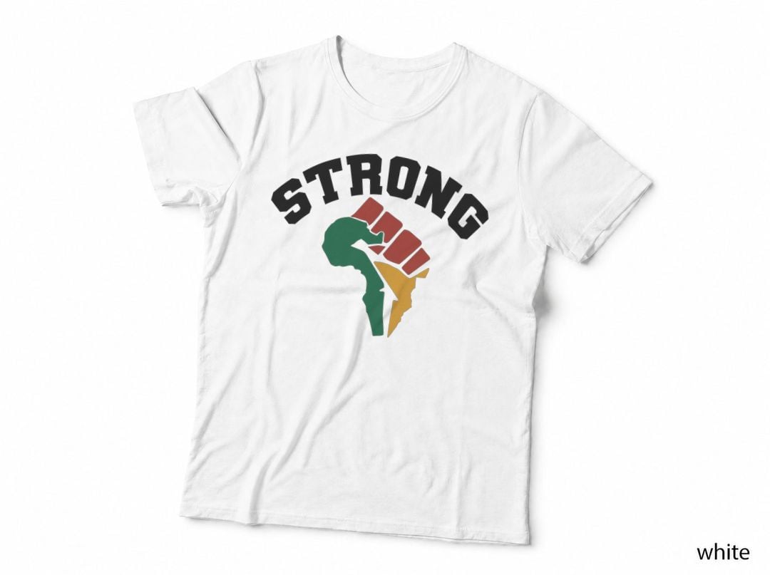 Strong Black History Month T-Shirt, Africa Map in Fist Shape Graphic Tee