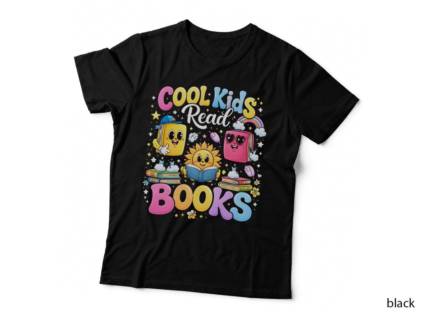 Cool Kids Read Books Toddler Kids T-Shirt, Cartoon Books Reading Graphic Tee
