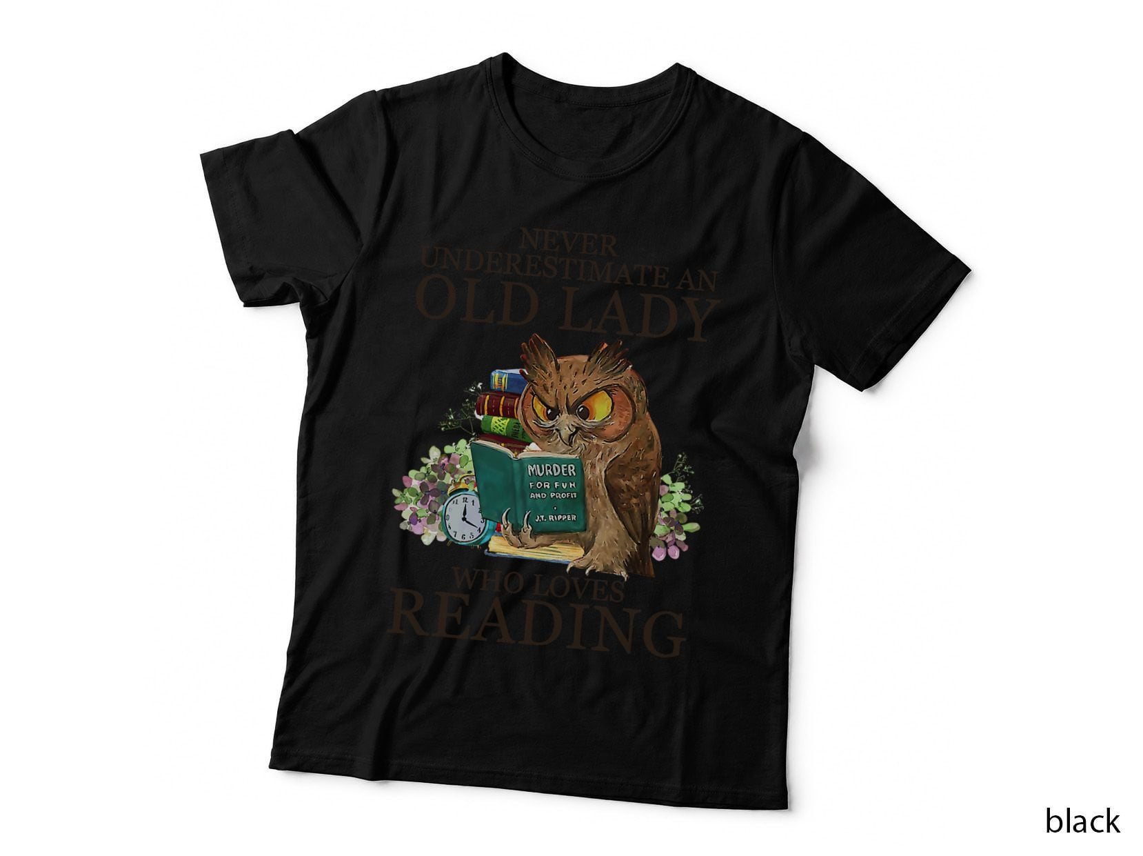 Never Underestimate an Old Lady Who Loves Reading Book Owl T-Shirt
