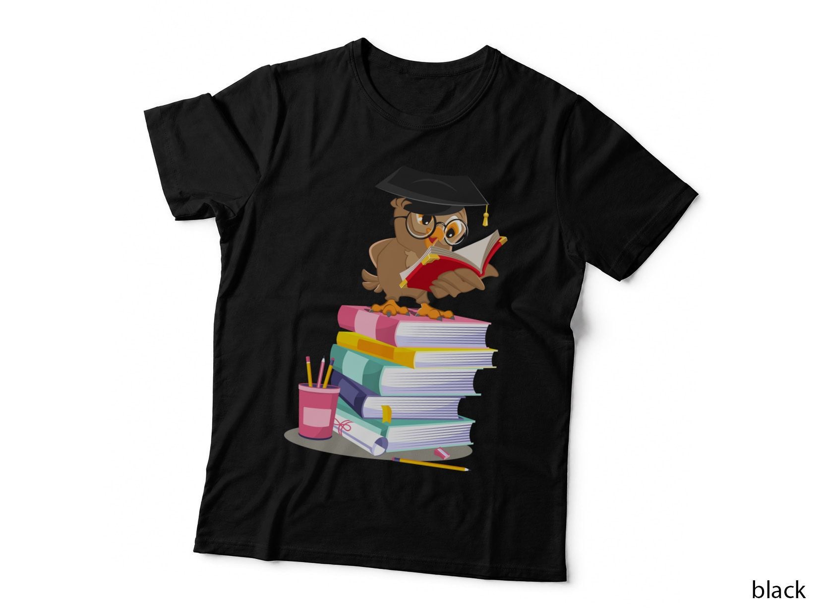 Owl Reading Book T-Shirt, Academic Knowledge, Bookworm Style