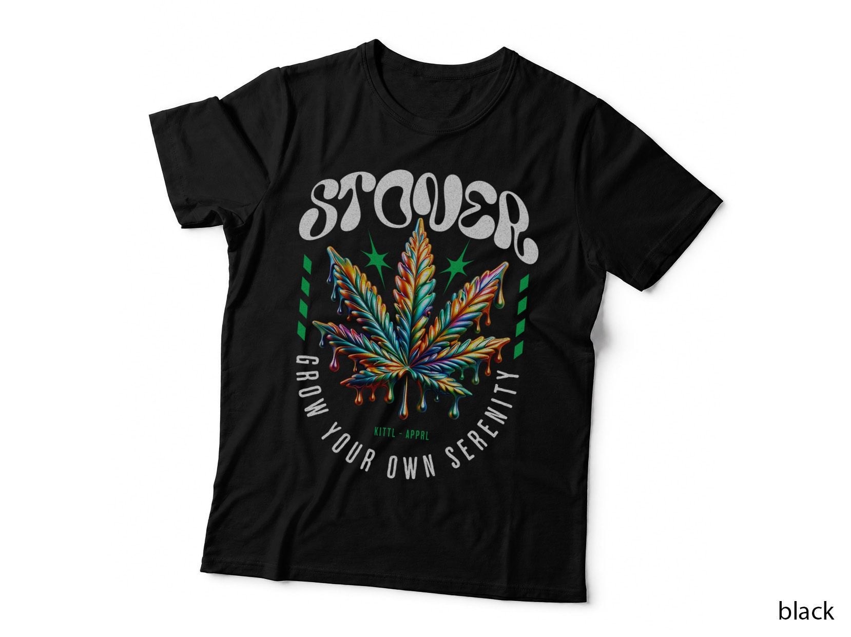 Cannabis Leaf Melting Metallic Colorful T-Shirt