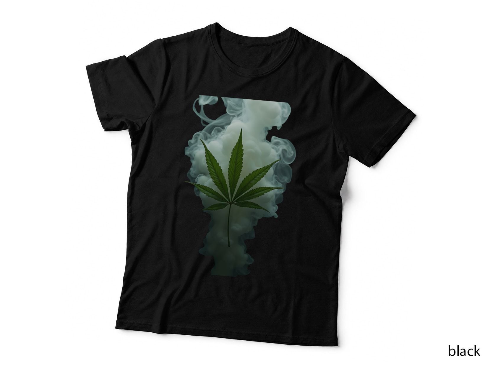 Cannabis Leaf with White Smoke Stoner Weed Smoker Pot Leaf T-Shirt
