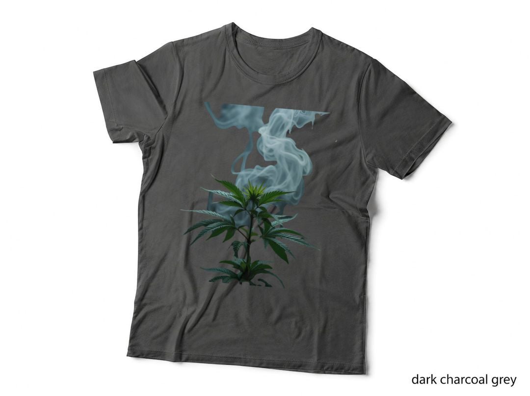 Cannabis Plant with Blue Smoke Weed Smoker Stoner Gift T-Shirt