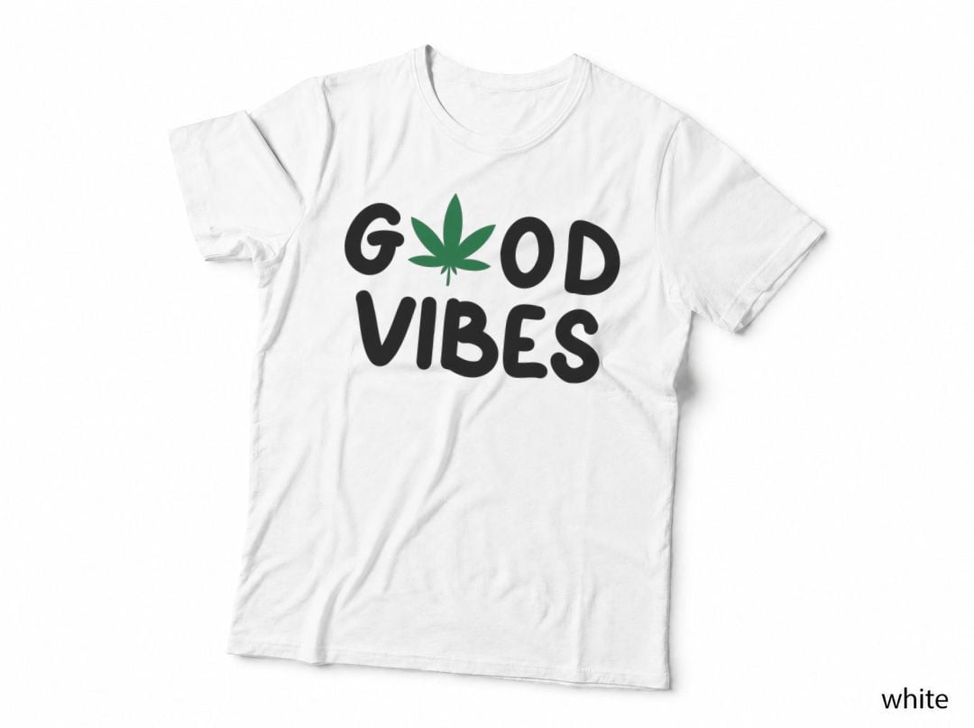 Good Vibes Graduation T-Shirt, Good Vibes with Cannabis Leaf Grad Tee