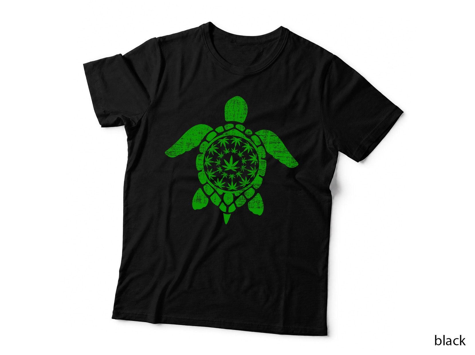 Sea Turtle Cannabis Marijuana Weed Leaf T-Shirt