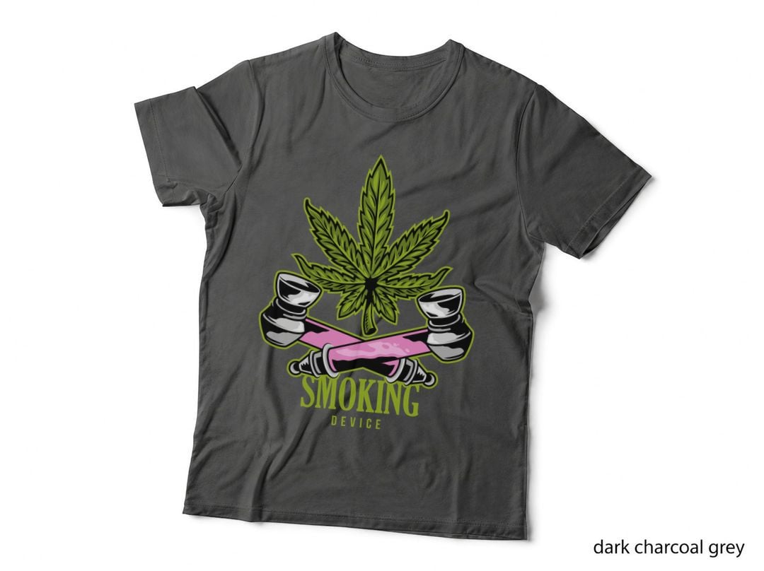 Smoking Device Cannabis Leaf with Two Joints Yellow Text T-Shirt