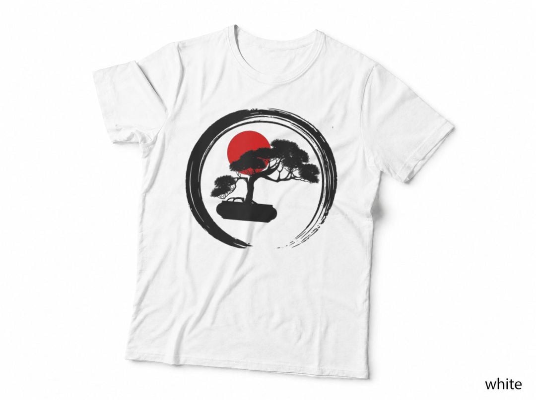 Bonsai Tree Japanese Calligraphy Rising Sun Zen, Garden Lover T-Shirt