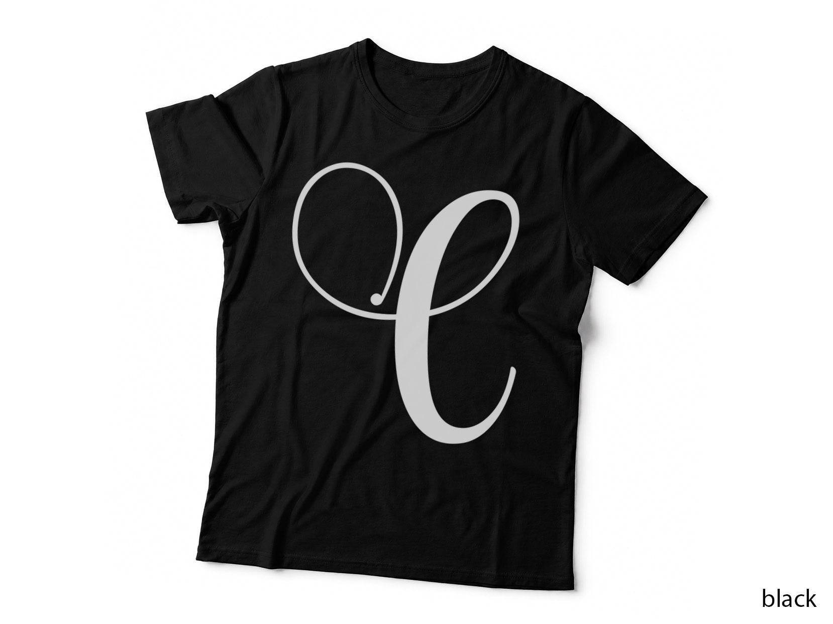 Calligraphy Capital Letter Ornamental C Black T-Shirt